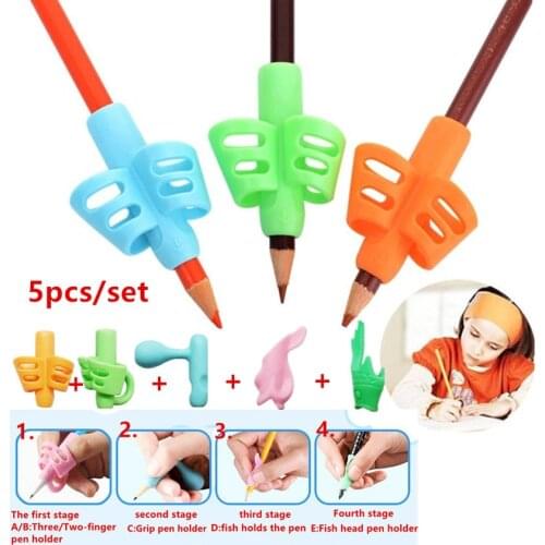 5 pieces/set Silicone Baby Learning Writing Tool Writing Correction Device Writing Pen Children Stationery Gift