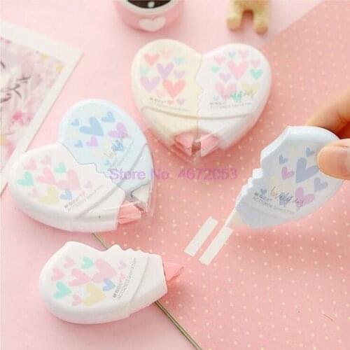 500pairs/lot Love Heart correction tape material escolar kawaii stationery office school supplies papelaria 10M 2pcs/pair