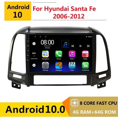 2 din 8 core android 10 car radio auto stereo for Hyundai Santa Fe 2 2006 2007 2008 - 2012 navigation GPS DVD Multimedia Player