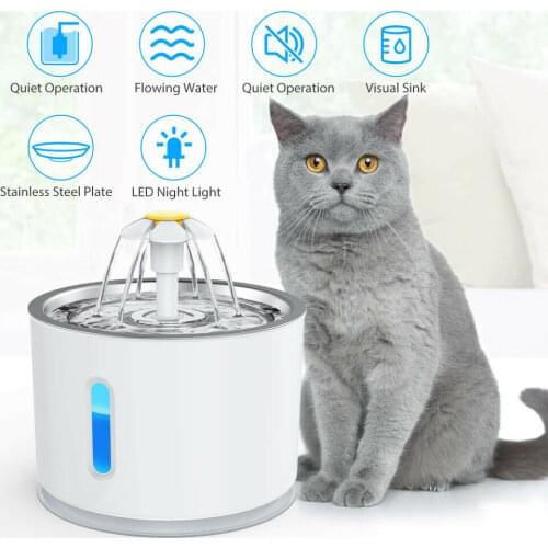 2.4L Automatic Cat Water Fountain LED Electric Mute Water Feeder USB Dog Pet Drinker Bowl Pet Drinking Dispenser For Cat Dog