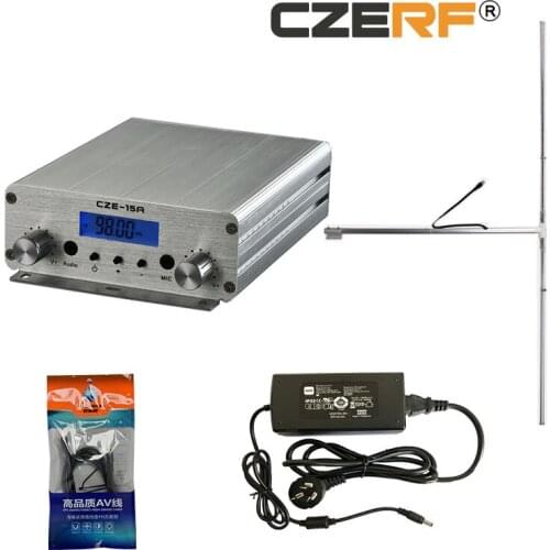 Free Shipping CZE-15A 2w/15w wireless Audio amplifier FM transmitter with 1/2 wave Dipole antenna kits
