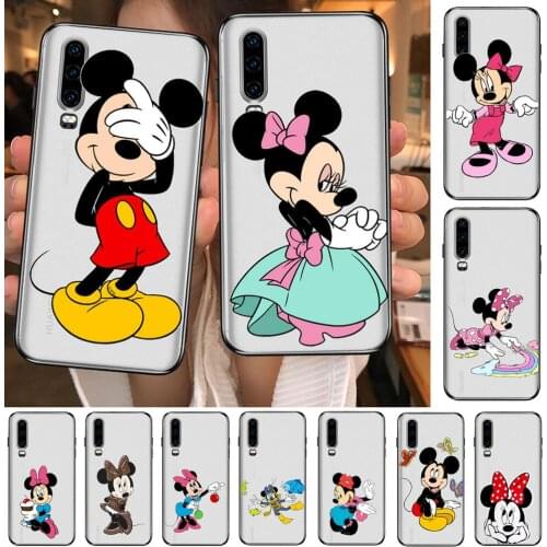 Rainbow Minnie Mouse Anime Transparent Phone Case For Huawei P40 P30 P20 P10 P9 P8 Lite E Pro Plus Etui Coque Painting Hoesjes