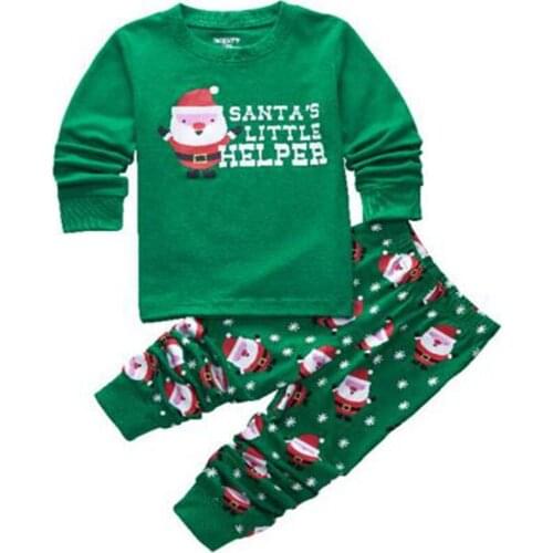Children Sleepwear Pajamas Baby Girl Santa Christmas Clothing Boy Kids Long Sleeve Tshirt + Pants Cotton Pijama 2-7 Years P05