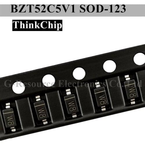 100pcs) BZT52C5V1 SOD-123 SMD 1206 voltage stabilized diode 5.1V SOD123 (Marking W8)