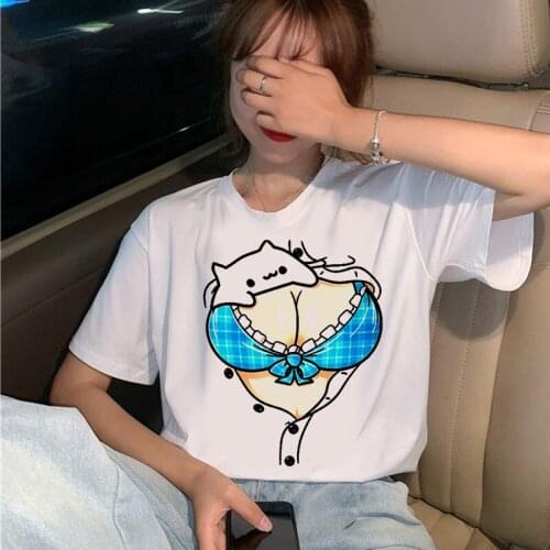 Woman Soft Tops Harajuku Kawaii chest printed Cartoon T-Shirts Funny T Shirt Women Fashion Top Tees Female T-shirts