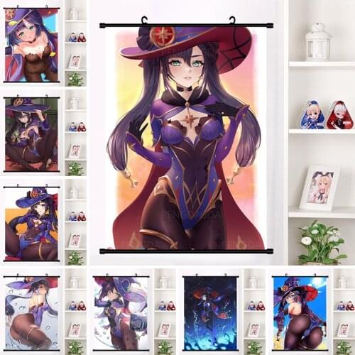 HD Prints Painting Art Anime Game Canvas Genshin Impact Mona Hanging Picture Plastic Scrolls Poster Decor Home Living Room Wall