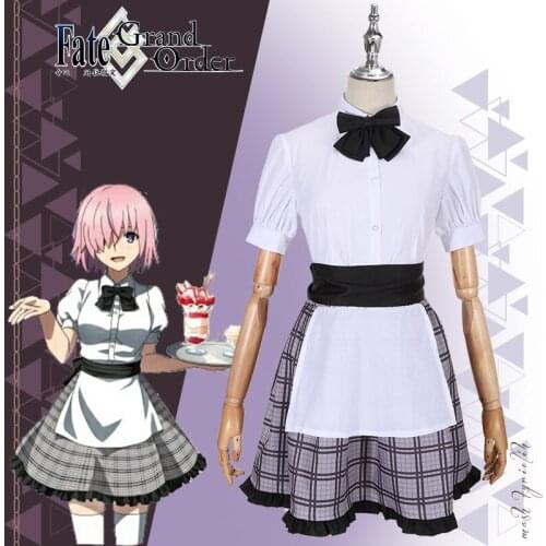 Anime Fate/Grand Order FGO Sweets Paradise Mash Kyrielight cafe Waiter Maid Outfit Cosplay Costume Halloween Women FreeShipping