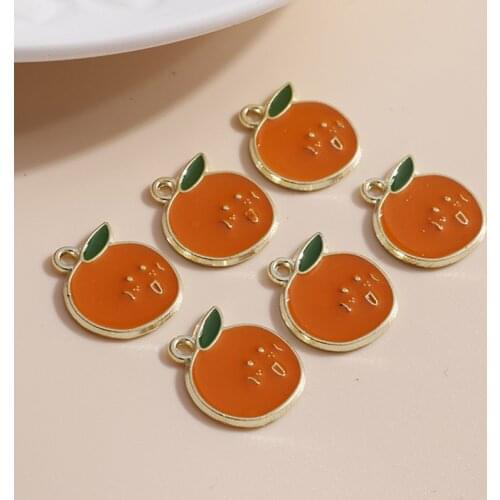 10pcs 14*16mm Enamel Mini Orange Charms for Jewelry Making Cute Girls Pendants Necklaces Earrings DIY Handmade Craft Accessories