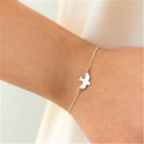 Lusion Hot Charming Pigeon Bracelets & Bangles For Women Girls Gold Silver Color Metal Bracelets Statement Jewelry Wholesale