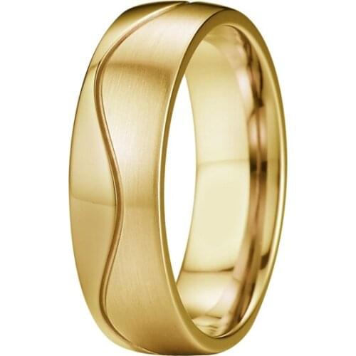 Gold color men rings titanium stainless steel wedding ring Anniversary luxury jewelry free shiping