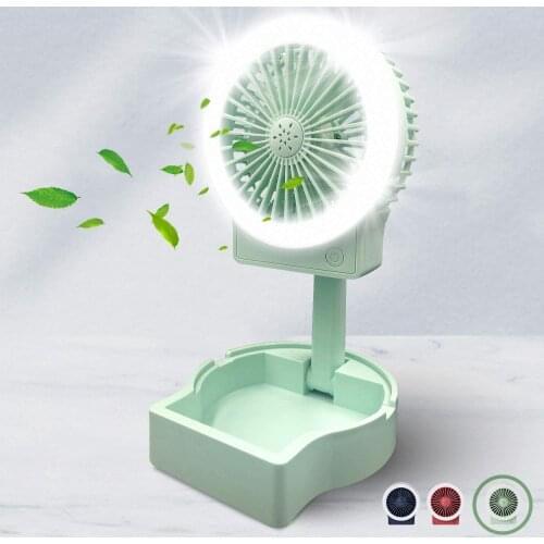 ELOOLE Rechargeable USB Table Fan Portable Mini Stand LED Fan Cooling Small Foldable Fan For Desk Home Office Dorm And Bedroom