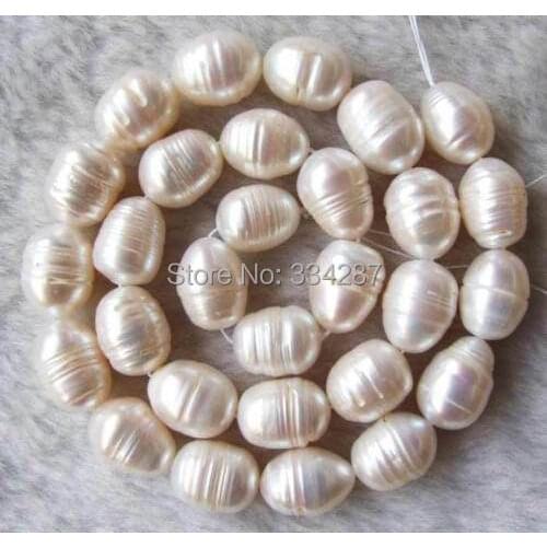Natural freshwater pearls 14inchs 10-11mm Egg Shape White Freshwater Pearl loose beads