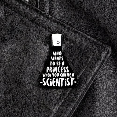 Science Chemistry Experiment Conical Flask Orange pins Cartoon pins and brooches Badges Lapel pins Science jewelry Gifts