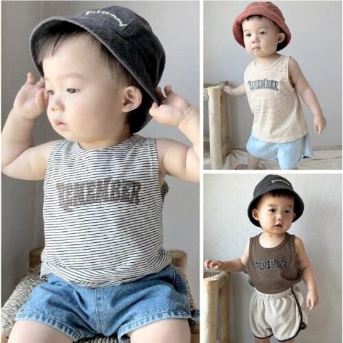 2021 New boys girls striped vest cotton summer soft fashion babys vest