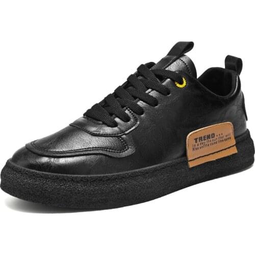 2021 Spring Autumn New Fashion Leather Casual Shoes for Man Round Toe Lace-up Low Heel Boat Shoes with Platform Breathable