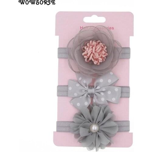 Girls Hairband Headwrap Headwear Children 3pcs/Set Hair Accessories Fashion Bow-Knot Headband Hair Bands Wowsorie027