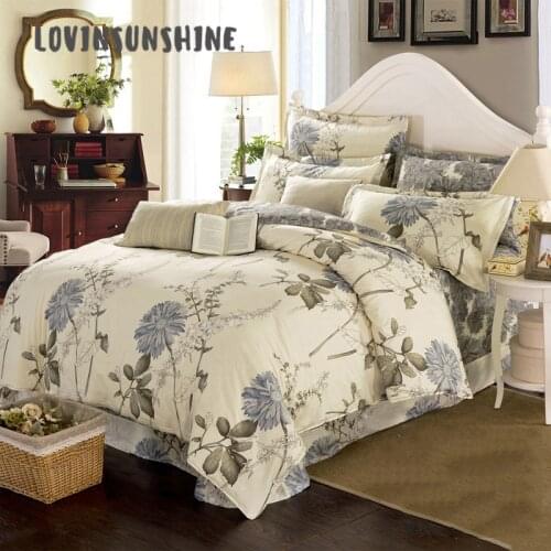 LOVINSUNSHINE Comforter Bedding Sets Queen King Duvet Cover Set Simple Style Flower Bedding AB#124