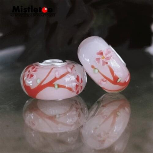Mistletoe Jewelry 925 Sterling Silver Tree and Flowers Murano Glass Charm Bead