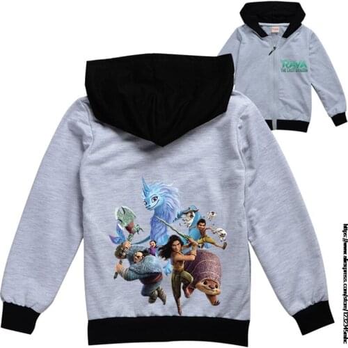 Raya and The Last Dragon Autumn Kid Jacket Children Hooded Coat Boys Girls Outerwear Zipper Clothe Spring Windbreaker Cute
