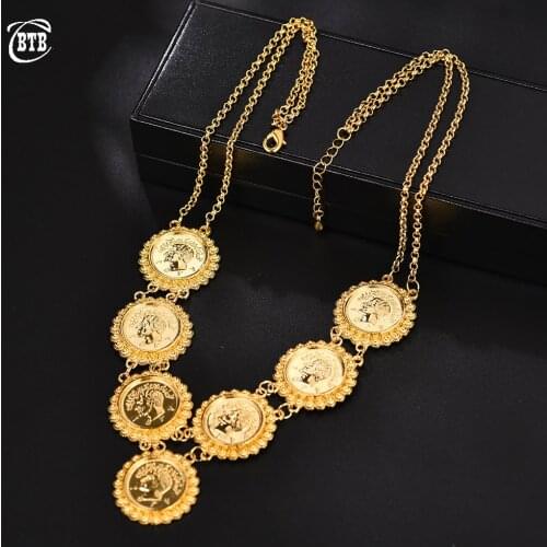 Arab/Africa Islamic Like Jewelry Make Money Gift Lucky NEW Muslim Allah Necklace Arabic Coin Necklace for Women Gold Color
