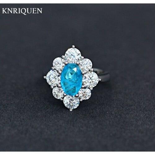 Charms 925 Sterling Silver 6*9mm Aquamarine Stone Lab Diamond Pendant Necklace Rings For Girlfriend Vintage Fine Jewelry Sets