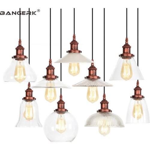 Industrial Glass Retro Pendant Lights LED Loft Style Edison Rust Iron Hanging Light Home Decor Lighting Droplight Luminaire
