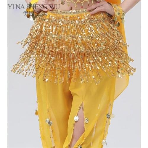 Thailand/India/Arab Dancer New Skirt Women Sexy Belly Dance Hip Scarf Wrap Belt Dancer Skirt Female Show Costume Sequins Tassels