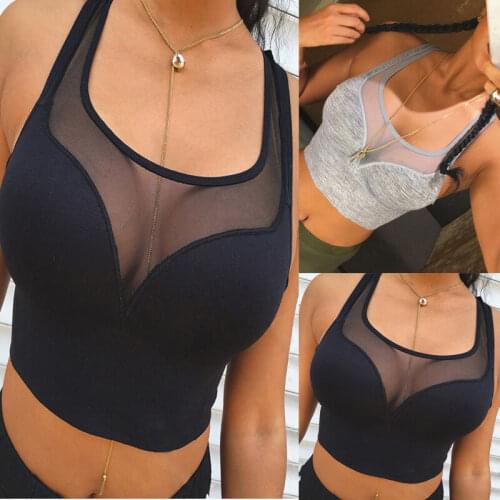 Women Girl Sexy Sleeveless Skinny Yoga Fitness Gym Jogging Running Tank Tops Square Collar Gray/Black Sport Casual Slim Crop Top