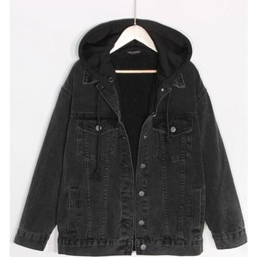 Winter New Basic Coat Women Lambswool Denim Jacket Ladies Oversize Warm Hooded Jeans Jacket Women Vintage Outwear Bomber Jackets