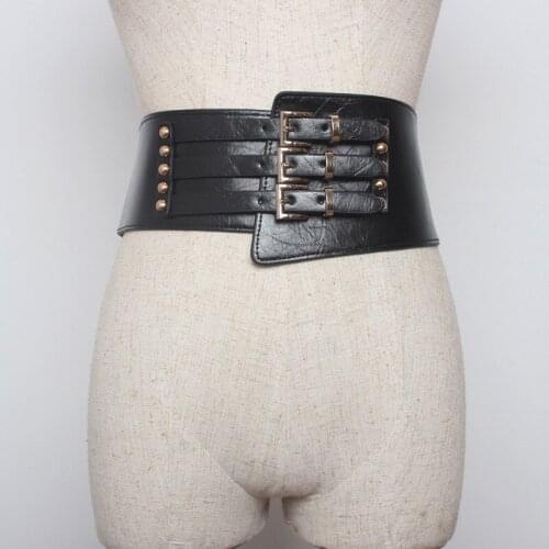 Womens runway fashion elastic PU leather Cummerbunds female Dress Corsets Waistband Belts decoration wide belt QZ0225
