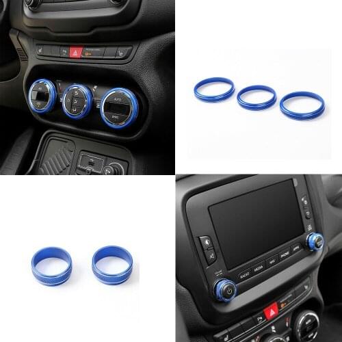 Audio Sound Switch & Air Condition Cover Ring Trim For 2015+ for Jeep Renegade Blue