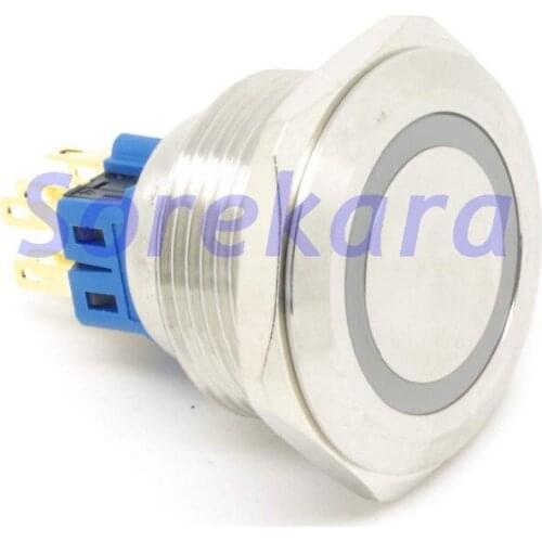 30mm Ring LED Color White Momentary 1NO 1NC Stainless Steel Pushbutton Switch For Auto IP65 UL 6V/12V/24V/110V/220V