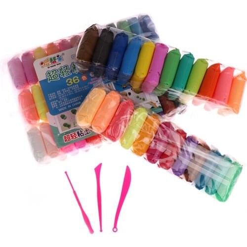 36 colors/Set ChildrenS Handmade DIY Light Clay Toys Soft Clay Antistress Light Plasticine Sand Polymer Clay