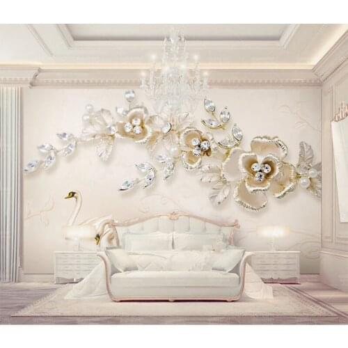 3D Wallpaper Custom 3d Mural Wallpaper Three-dimensional Metal Flower Swan Living Room Wallpaper 3D Painting 3D Wallpapers