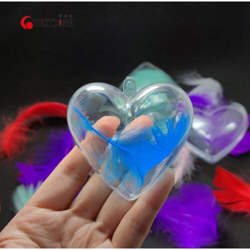 5Pcs 2.36'' Christmas Hanging Balls Heart Shaped Capsule Clear Plastic Transparent Ornaments Kids For New Year Tree Decoration