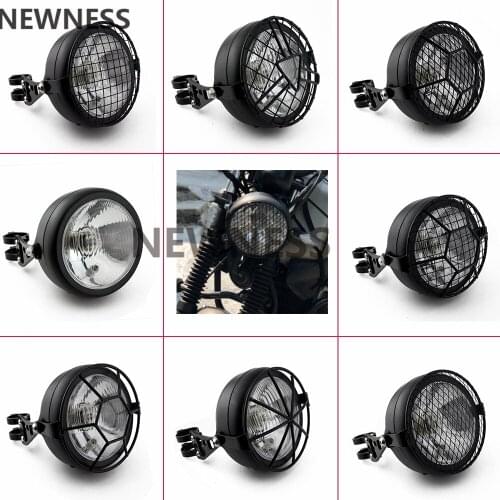Retro Motorcycle Headlight Grill Side Mount Cover with Bracket Side Mount Headlight Cover 39-41mm For Harley Yamaha Suzuki