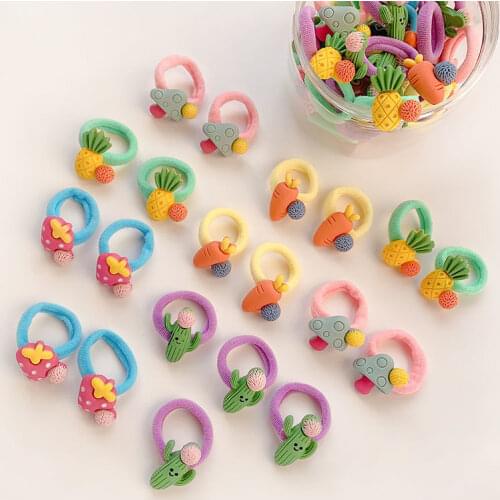 Cartoon Kids Hair Accessories Colorful Small Elastic Hair Bands Children Ponytail Holder Rubber Bands Hair Scrunchies for Girls