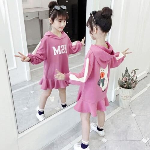 Children Dress 2019 Autumn European and American Style Girls Pattern Pocket Long-Sleeve Dress For 3-12Y teen Clothes Kids Dress