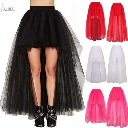 Black Tulle Long Petticoat Rockabilly 3 Layers High Low Woman Tutu Skirt Underskirt Slips Wedding Accessories 2020