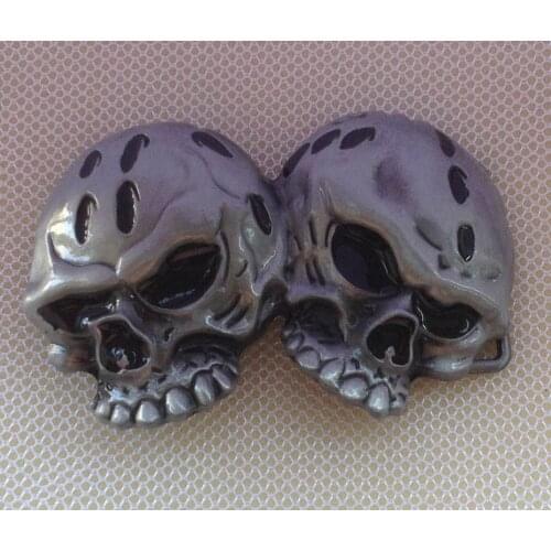 Double Skull with pewter finish JF-BY249 suitable for 4cm wideth belt with continous stock