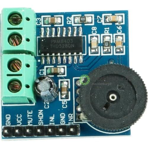 Mini PAM8403 Two-Channel Double Track Power Amplifier Module Volume Adjustment