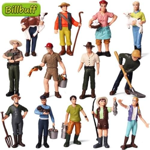 Farm Staff Worker Farmer Action Figure PVC People Model Figurine Decor Decoration Accessories Modern Toys for children Kids Gift