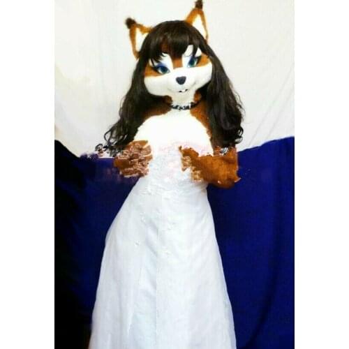 Fursuit Miss Fox Dog Costume Suit Cosplay Game Party Fancy Dress Outfits Advertising Promotion Carnival Halloween Adults