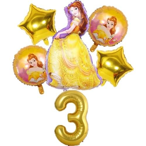 Girls Toys Foil balloons Birthday party Wedding Decoration supply baby shower Disney Belle Princess aluminum Foil Number Balloon