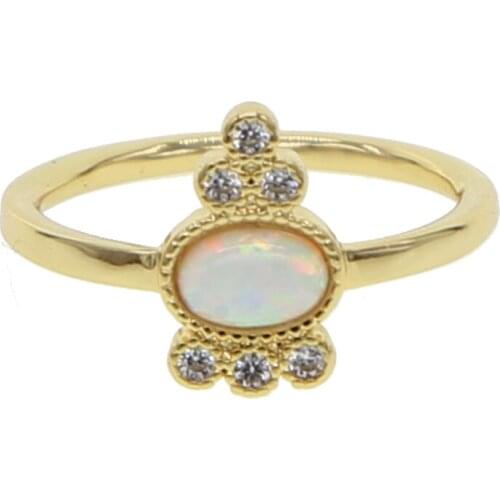Dainty White Fire Opal Thin cz Ring Simple Zircon Ring delicate Gold Color Stackable Wedding Rings For Women Minimalist Jewelry