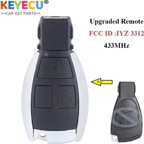 KEYECU Modified Smart Remote Control Car Key for Mercedes Benz C E S Class, Replacement Fob 3 Button - 433MHz - FCC ID: IYZ3312