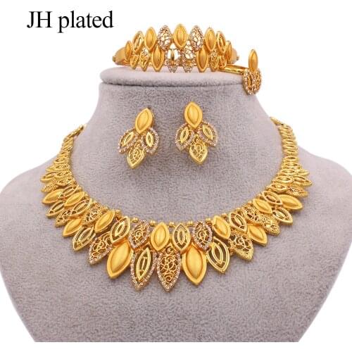 Jewelry sets Dubai gold color African wedding wife gifts party for women necklace bracelet earrings ring bridal jewellery set
