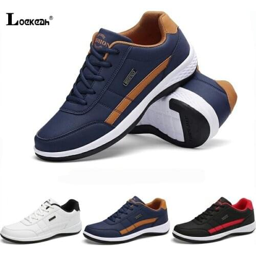 Men Casual Sneakers PU Leather Running Shoes Fashion Lace Up Business Casual Shoes Male Outdoor Walking Jogging Sports Shoes