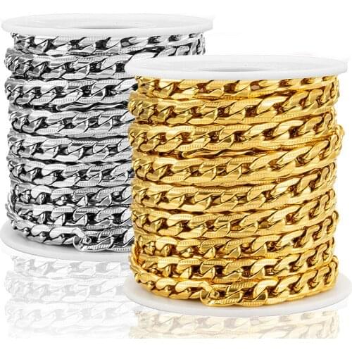 1M Stainless Steel Curb Cuban NK1:1 Chains Gold Oval Cable Chain DIY Jewelry Finding Necklace Bracelet Accessories Width 7.5mm