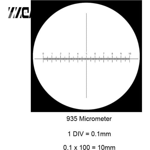 935 0.1mm Cross Ruler Stage Micrometer Cross Circle Reticle Inside and Outside Objective Lense Micrometer for Microscope